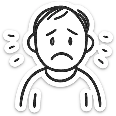 A person with a sad expression, looking lonely sticker