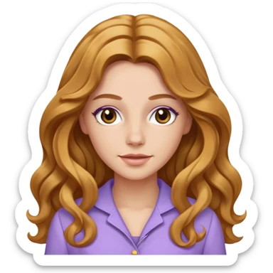 Rachel Bryant from Summer of Fear with long golden brown wavy hair, lavender outfit sticker