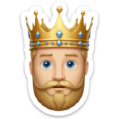 Bearded King, King with golden beard and ornate crown. sticker