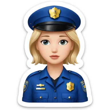 Jennifer Lawrence, in a police uniform sticker