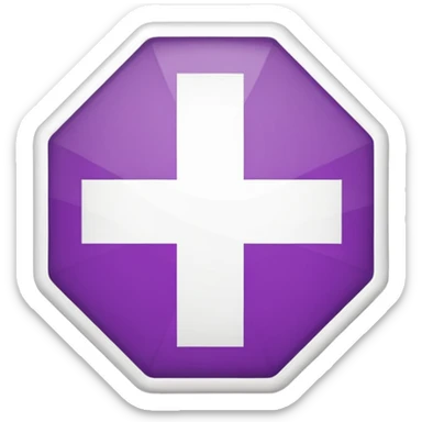 purple octagonal sticker, small Swiss flag in center, official look, no text, no trash bag sticker