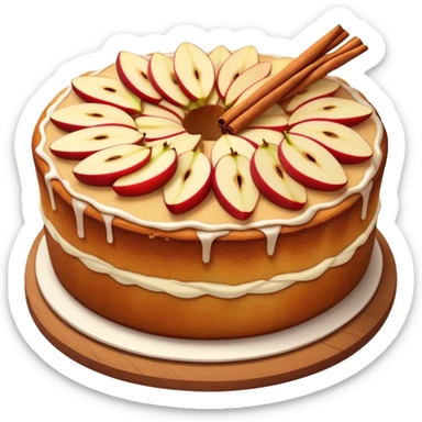 cinematic-realistic-apfelkuchen-dessert-emoji,-depicted-as-a-classic-apple-cake-with-cinnamon-and-thinly sliced apples on the top neatly spread out-rendered-with-soft-textures-and-warm,-inviting-lighting. sticker