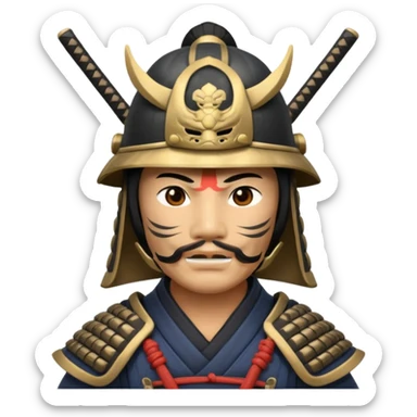 Samurai with helmet and a mask sticker
