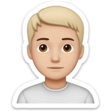 a single 2D line-drawn character + small detailed shop sticker