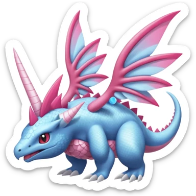 Finned scaly furry maned Diancie-Palkia-Amaura-Aurorus-Salamence-aesthetic-fusion sticker
