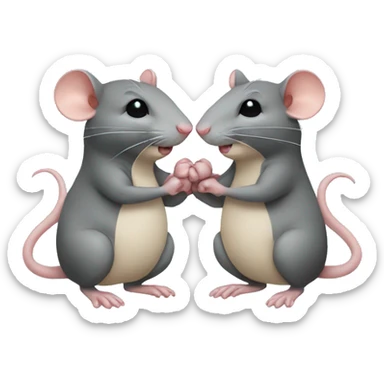 Rats holding hands sticker