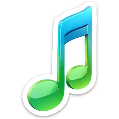 3D gradient blue to green music icon logo note  no background unique y2k clipart sticker