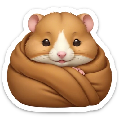 Meme-Worthy Cute Sleeping Brown Hamster Portrait Emoji, Head resting peacefully with a contented smile, showcasing a delightfully compact build and a luxuriously soft rich brown coat, eyes shut in a serene nap, Simplified yet hilariously adorable features, highly detailed, glowing with a soft, drowsy light, high shine, relaxed and utterly lovable, stylized with an air of playful laziness, bright and heartwarming, soft glowing outline, capturing the essence of a comically sleepy hamster, so meme-worthy it feels like it could instantly become the next viral sensation of adorable slumber! sticker