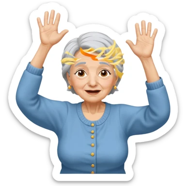 Old lady hands up raise the roof dancing  like she doesn’t care  sticker