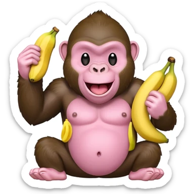A light pink emoji gorilla holding a banana sticker