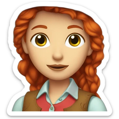 red head green eyes cowgirl teacher sticker