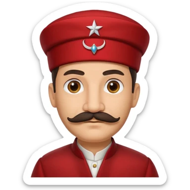 I want an emoji of a turkish man with a mustache with him wearing the traditional red thing on top of their head sticker