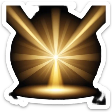 Cinematic Realistic Stage Spotlight, a focused beam of golden light cutting through the darkness, subtle dust particles visible in the air, glowing with an electrifying, dramatic energy. sticker