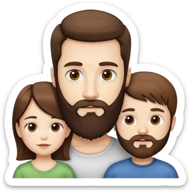 woman, man with a beard and child white skin and all brown hair.  sticker