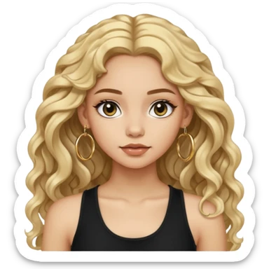 Im a girl whos lightskin, i have wavy long hair and i usually wear a black crop top with small gold hoop earrings sticker