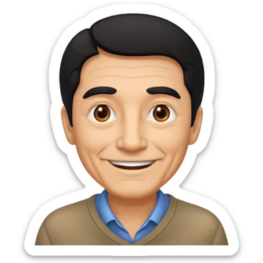 Old man with black hair and eyes but handsome sticker