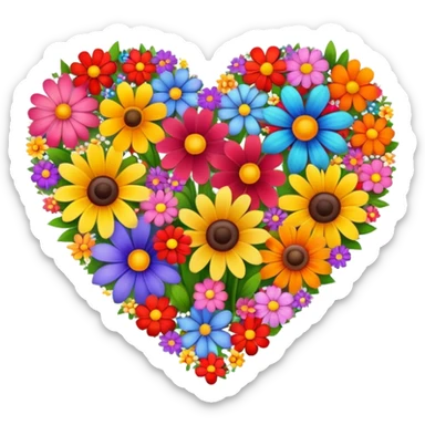 heart made of flowers sticker