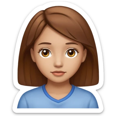 a girl with light skin and brown hair and brown eyes  sticker