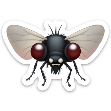 A midge (very tiny fly from scotland) looking like a vampire (with two protruding teeth), view from face/profile, looking like aggresive, looking cute sticker