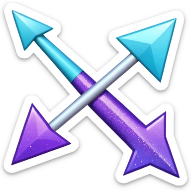 flecha para esquerda glitter roxo e ciano sticker