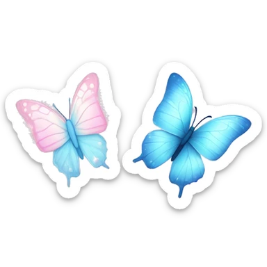 Light blue butterfly facing a light pink butterfly with trails of sparkles sticker