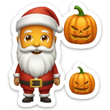 santa claus with a halloween pumpkin  sticker
