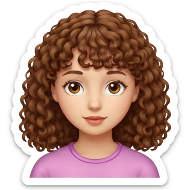 Chica rizada castaña con flequillo  sticker
