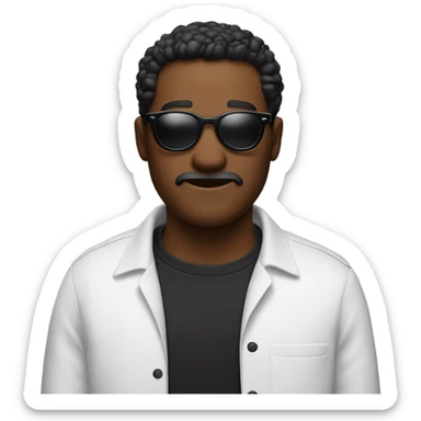 emoji black mang red shirt glasses standing next to white eoman sticker