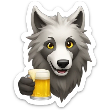 lobo bebiendo cerveza sticker