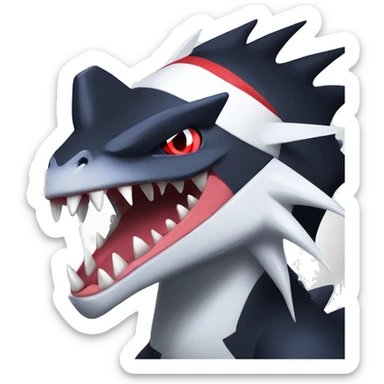 Black Cool Edgy Nargacuga-Garchomp-Absol Fakémon  with White and Red Edgy markings sticker