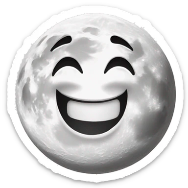 White full moon with laugh sticker