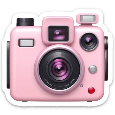 Kawaii light pink video camera with cute face sticker