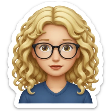 blond girl with glasses long curly hair sticker