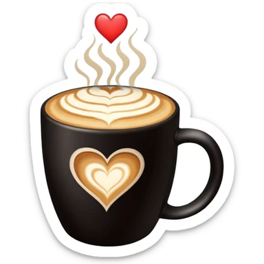 Coffee latte art in a black mug sticker