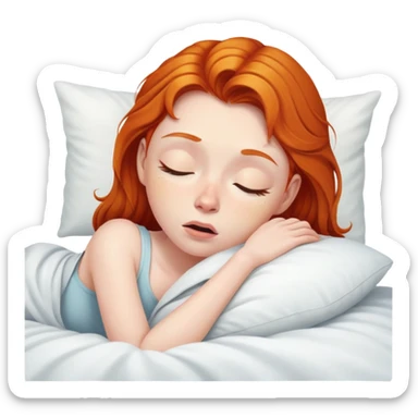 Ginger girl trying to wake up in early morning sticker