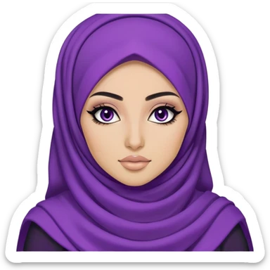 purple hijabi baddie,pretty, makeup, black eyeliner, long hair sticker