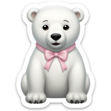 white polar bear wearing light pink pajamas and a bow in its hair sticker