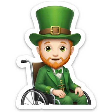Leprechaun in a wheelchair sticker