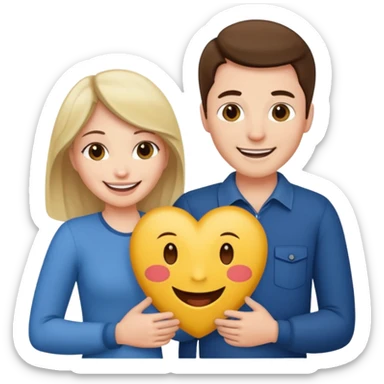 A woman holding the middle of a man's crotch while they are standing together happily sticker