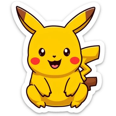 cartoon Pikachu with poop emoji sticker