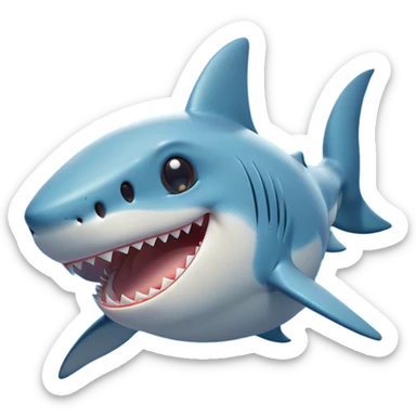 Cinematic Cute Yawning Shark Portrait Emoji, Head tilted slightly with a dramatic, wide-open yawn, showcasing a soft, streamlined body with gently drooping fins and eyes barely open in drowsy contentment, Simplified yet irresistibly adorable features, highly detailed, glowing with a soft, cozy glow, high shine, relaxed yet expressive, stylized with a touch of aquatic charm, bright and endearing, soft glowing outline, capturing the essence of a sleepy yet affectionate shark, so drowsy it feels like it could float right out of the screen and curl up for a nap! sticker