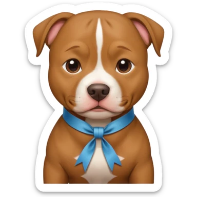 pitbull with head ribbon and shirt sticker