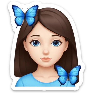 Girl have Blue butterfly  sticker