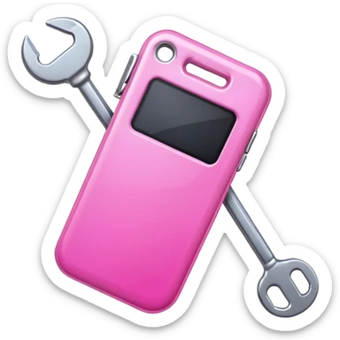 pink cellphone with a wrench sticker