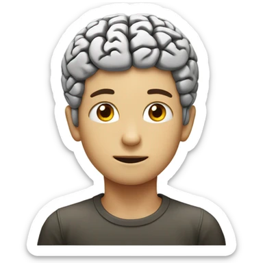 boy with big brain on top of head sticker
