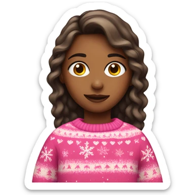 Girl wearing a pink Christmas jumper sticker
