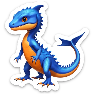 Orca-dragon-reptile-reptilian-lizard-skink-gecko-Digimon-Fakémon-hybrid full body, two legs, arms, tail sticker