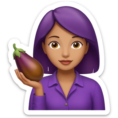 Mulher,com uma berinjela na mão,só uma b sticker