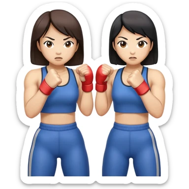 two asian women kicking and fighting each other sticker