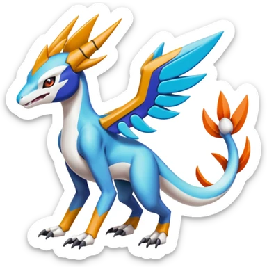Colorful Meloetta-Latios-Wargreymon-Sergal-Pokémon-Digimon-Fakémon-fusion-hybrid-creature sticker
